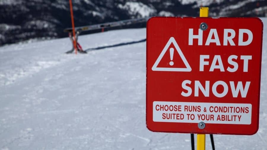 Safety Sign reads 'Hard Fast Snow'